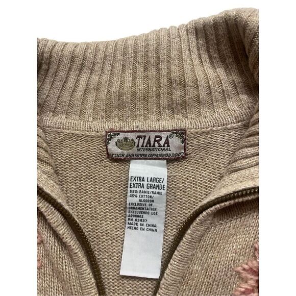 Vintage cardigan sweater from Tiara International zip front embroidered XL - Picture 4 of 4
